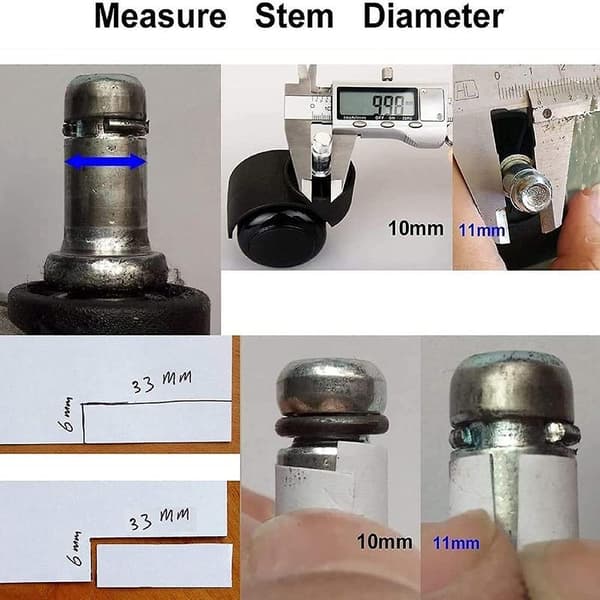 10 mm Stam-Rullhjul i Gummi for Stolbytte