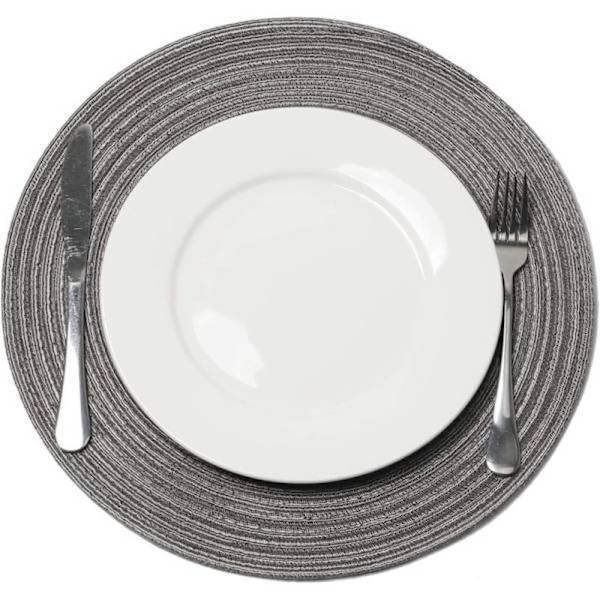 Set med 6 grå 38 cm bordstabletter i vävd polypropen och bomull FF