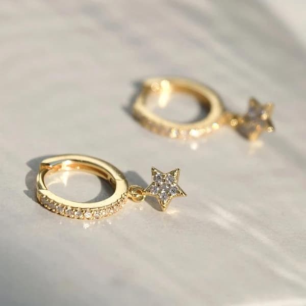 Dame Gull Creol Øredobber Hengende Dråpe 14K Gullfylte Små Boho B
