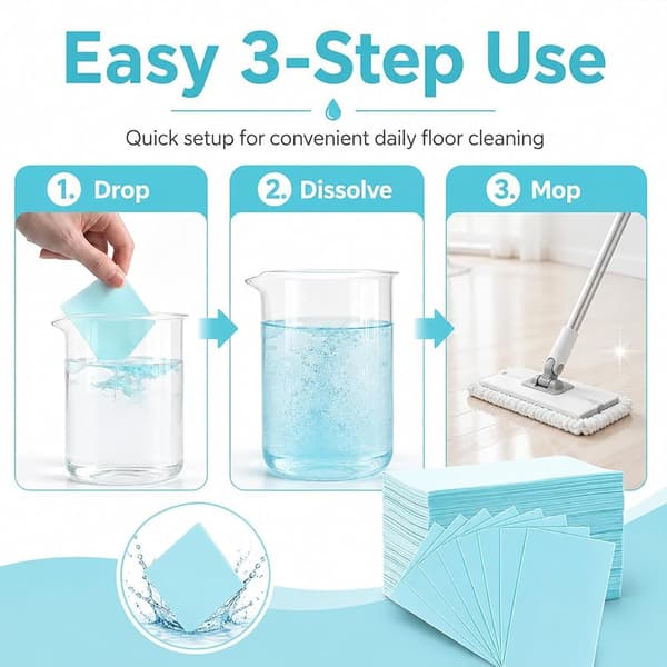 Floor Cleaning Tablets - New Formula, Soluble and Dosed, Deep Cleaning, Multifunctional and Various Scents (Blue, 100)