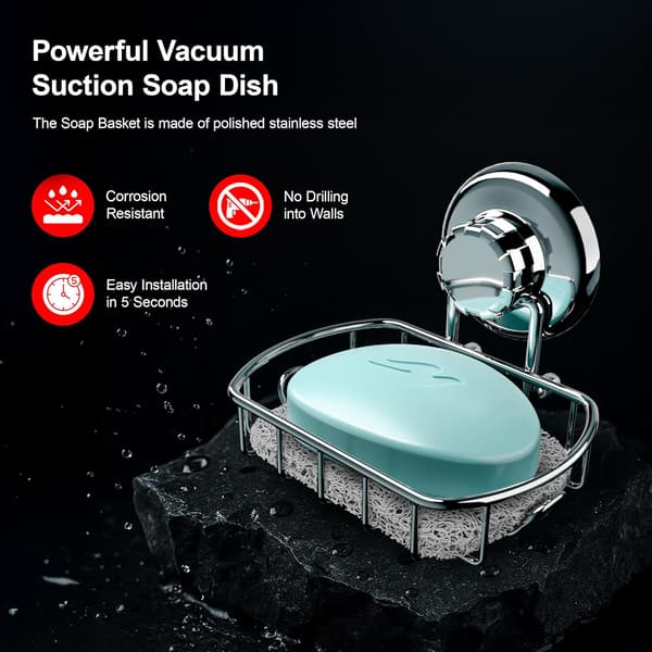 2-pack Suction Cup - Stainless Steel Soap Holder, Rustproof Soap Dish for Shower, Easy to Install Wall Mounted Soap R 1pcs