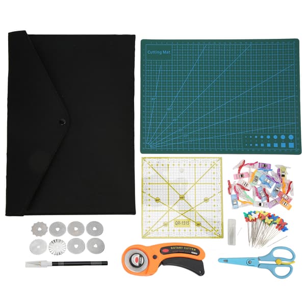 Fabric Cutter Set Fabric Cutting Rotary Cutter Kit with Mat Replacement Blades for Sewing Quilting