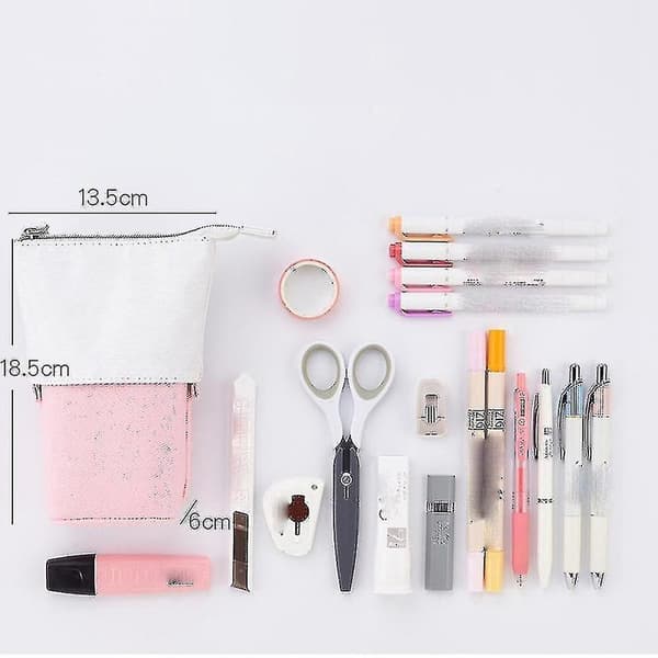 Telescopic Foldable Pencil Case Cosmetic Storage Bag Compatible with School Office,c