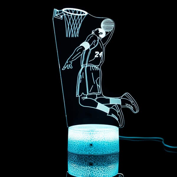 Kobe Bryant 3D Illusion Lamp with 16 Color Changing Touch Button and Remote Control Kobe Bryant Basketball Night Light