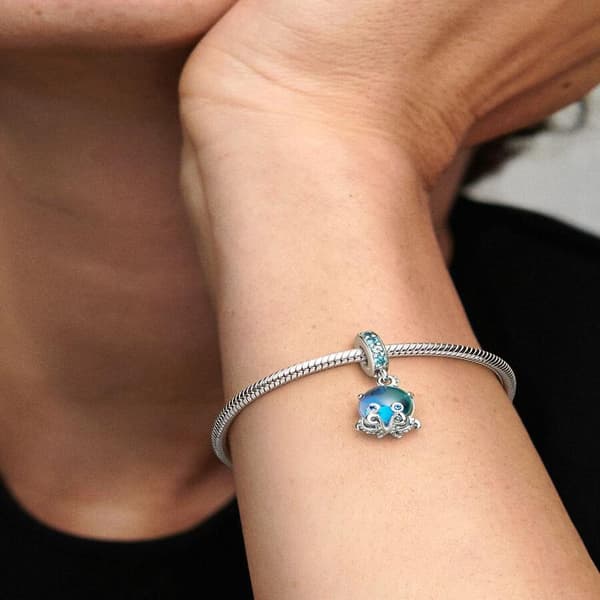 - Murano Glas Sød Blæksprutte Vedhæng Charm - Sterling sølv
