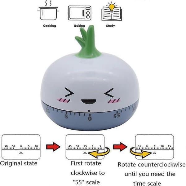 Mechanical Kitchen Timer for Cooking, Time Reminder, Manual Timer, Fruit and Vegetable Shape Radish Onion Onion