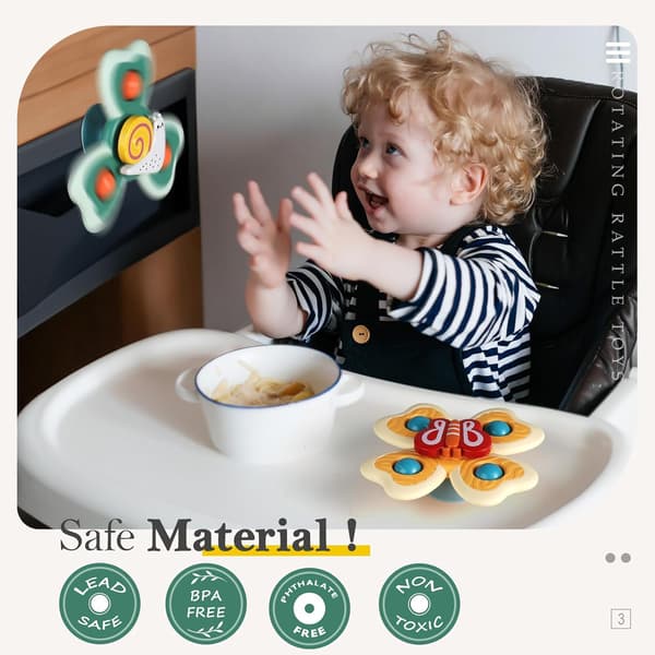 3-pack Sugproppsleksaker för 1-3-åringar | Sensorisk bad- och aktivitetsleksaksset, perfekt julstrumpa och present