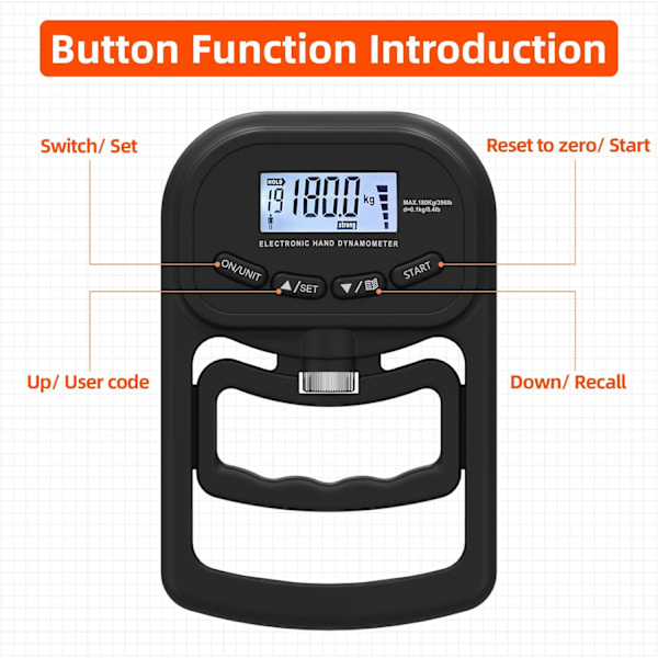 Hand Dynamometer Grip Strength Trainer, Elektronisk Grip Strength Tester Grip