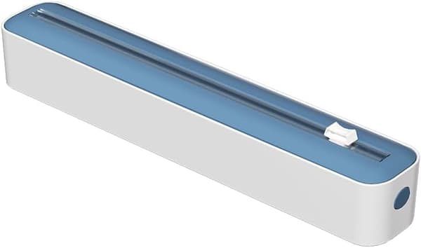 Multikutter for plastfolie, aluminiumsfolie og bakepapir, magnetisk holder for ruller opptil 30 cm bredde, lett å rive (blå)