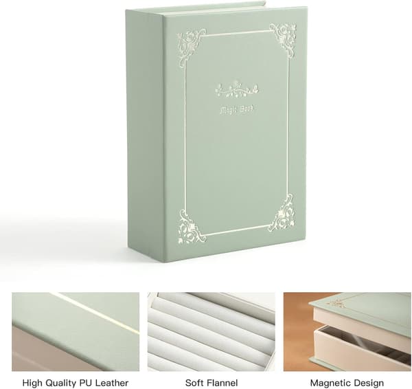 Smykkeskrin organizer, PU læder dagbogs-stil smykkeskrin, magisk bog design, til øreringe og andre kvinders accessories.