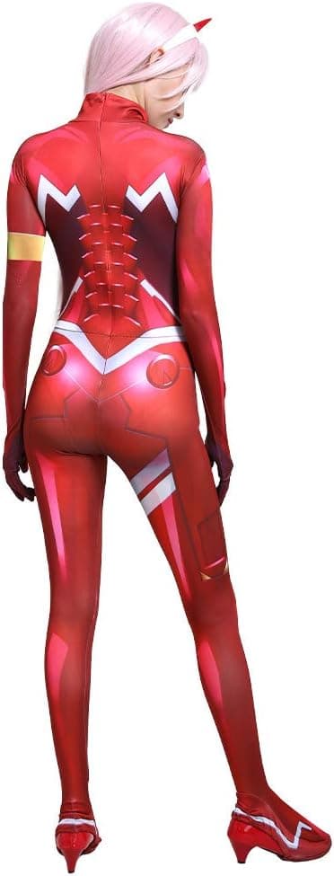 Rød kampdrakt og hodeplagg for kvinner – Anime Cosplay Spandex Bodysuit (passer høyde 165 cm) M