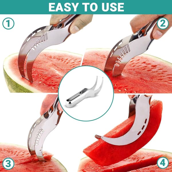 Vannmelonskive i rustfritt stål, ergonomisk fruktskive egnet for vannmeloner, meloner, cantalouper og honningmeloner.