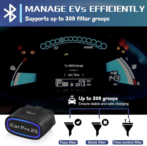 iCar Pro 2S Bluetooth 5.2 OBD2 auton skannaustyökalu iPhonelle, Androidille ja Windowsille