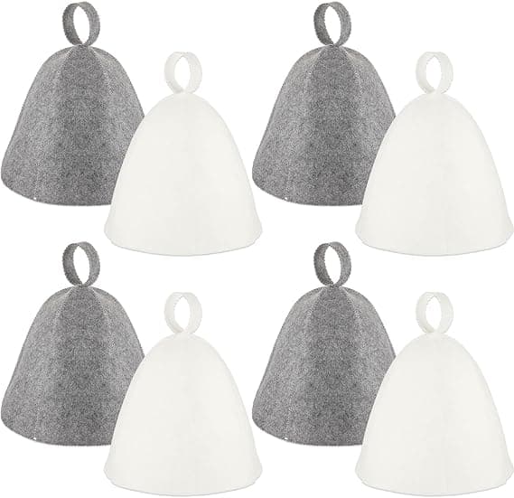 8 stk. filtsaunahetter, badehette, hodeplagg, absorberende saunahette for badstue, dusj, baderom, dampbadstue