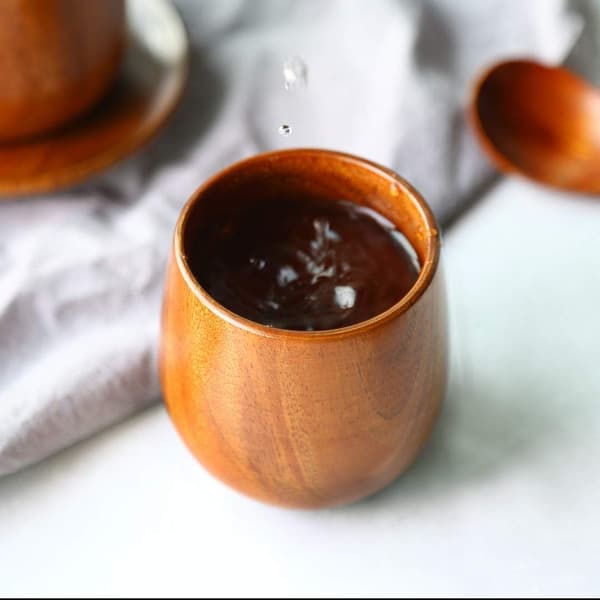 Naturlig tretekopp, solid trekrus for te, kaffe, vann, melk, juice, ca. 120 ml