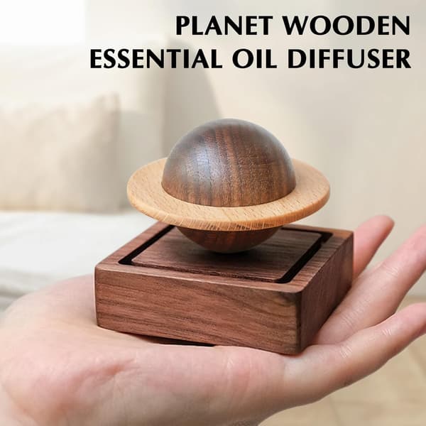 Æterisk olie-diffuser i træ - Aromaterapi-diffuser i valnøddetræ til hjemmet, kontoret, bilen, yogastudiet og spa - Passiv diffuser til skrivebordsindretning