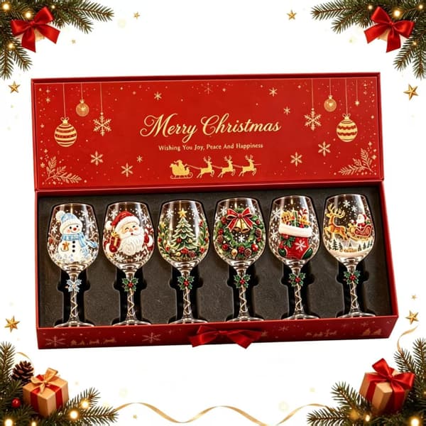 3D Julvinglas, Snöflinge-dekorerade, 6-pack