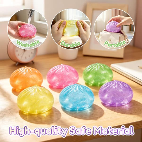Dumpling Squishies, Dumpling Squishy Mystery Box, 3,4 tum färgglada Dumpling Stressbollar, Fidget Sensorisk Leksak, Kläm Degboll Stresslindrande Handleksaker Blue