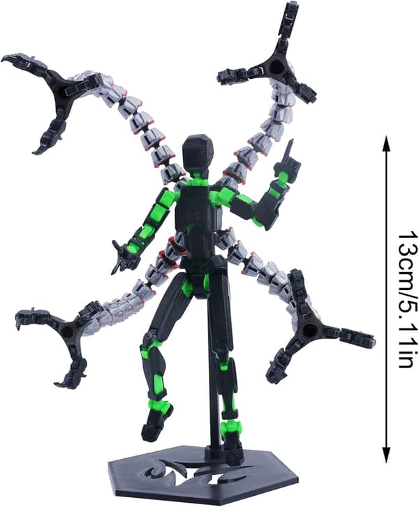 Actionfigur (monterad) Titan 13 Dummy 13 Actionfigur Robot 13 Figur 3D-printad ledad rörlig robotmodell