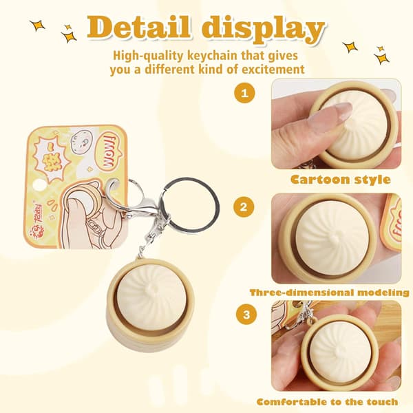 2 stk. Dumpling Fidget Legetøj Fidget Nøglering, Søde 3D-printede Sensoriske Klikker Legetøj Mini Sensorisk Legetøj Angst- og Stresslindring til Voksne
