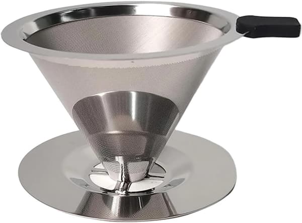Kaffedrypper i rustfritt stål V60 Dobbeltlagsfilter Papirløs 304 Materiale For Håndbrygging (Medium)