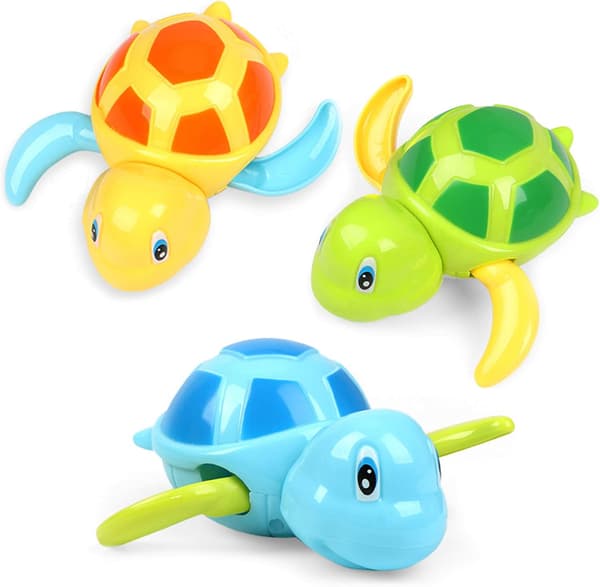 Badelegetøj til småbørn, børns poollegetøj, baby optræks skildpadde badelegetøj, sødt flydende badekar vandlegetøj (3-pak)