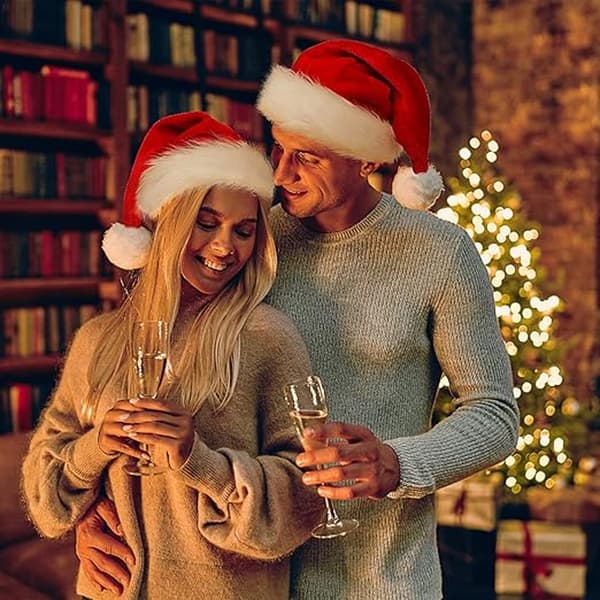 Julemandshat - Tyk og behagelig julehat i fløjl til børn, drenge og piger C