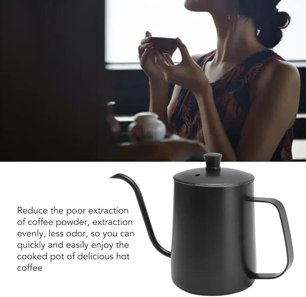 Kaffeoverkoker i rustfritt stål, 600 ml, svart