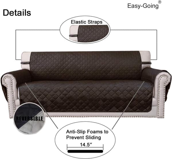 Easy-Going Vendbart Sofabetræk, 3-personers Sofa, Stor, Chokolade/Beige