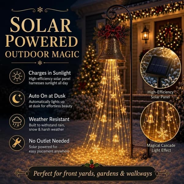 Julklocka Kaskad Solar Trädgårdslampa, Solar Trädgårdsstake Dekor (2st)