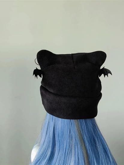 Goth Kat Hue Hæklet Hue Emo Tilbehør Gotisk Hue Kvinder Y2k Tøj Goth Tilbehør
