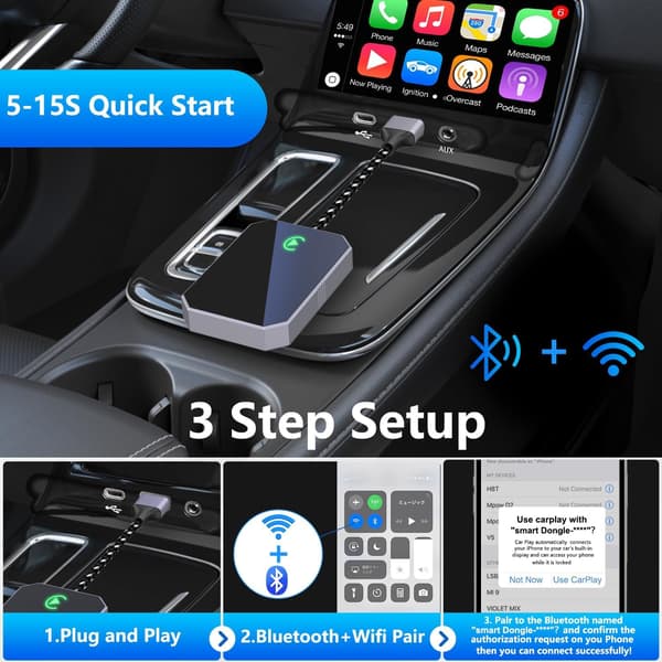 Trådløs Carplay-adapter, kablet til trådløs Car Play