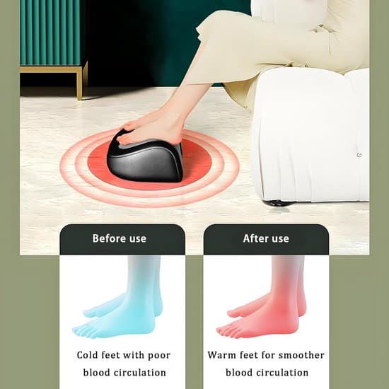 Massage – Elektrisk Fodmassager med Varme – 3 Intensitetniveauer – Ideel til Hjem og Kontor – Sort