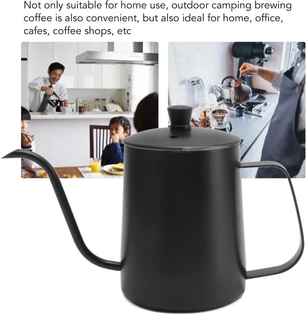 Kaffeoverkoker i rustfritt stål, 600 ml, svart