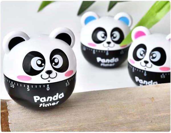 Miniature tegneserie panda mekanisk timer, 60-minutters mekanisk køkken timer, tæller, manuel timer.