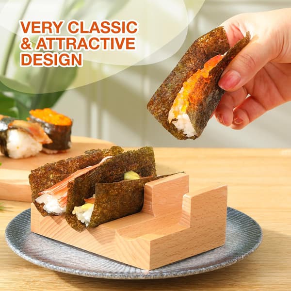 Sushi Taco-hållare i trä - Displayställ för sushitacos och handrullar, serveringsbåt för restaurang