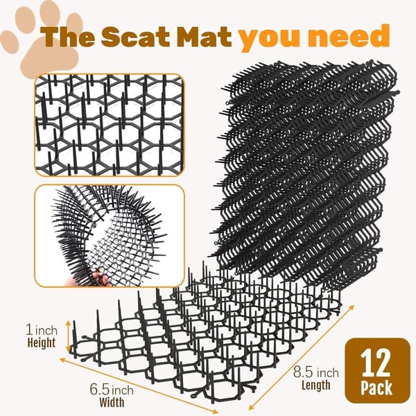 12 st Kattskrap Möbelskydd - 20 x 15 cm Flexibla Plastmattor för Inomhus och Utomhus