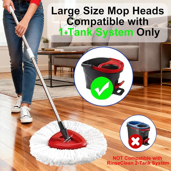 Dette erstatningssettet for moppehode er kompatibelt med ulike enkeltbøtte-moppesystemer og inkluderer seks holdbare mikrofibermoppehoder.