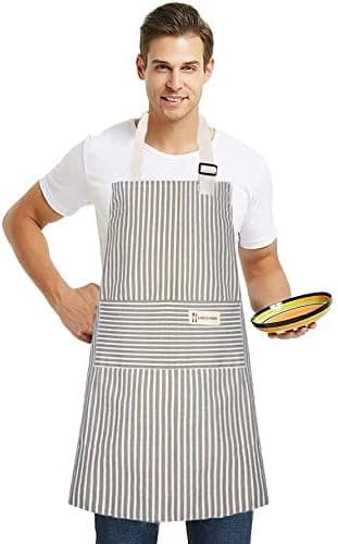 Förkläden, 2-pack Damförkläden med Fickor Justerbara Kockförkläden för Kök, Matlagning, Bakning, Grillning, BBQ