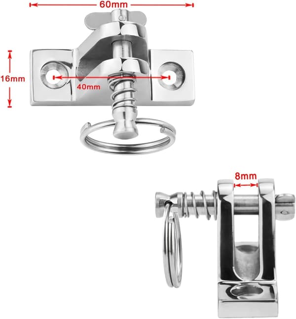 Top Hardware Kit, 316 SS Dækhængsel & Øje Endekappe, 2 Par