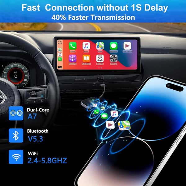 Trådløs Carplay-adapter, kablet til trådløs bilspilling