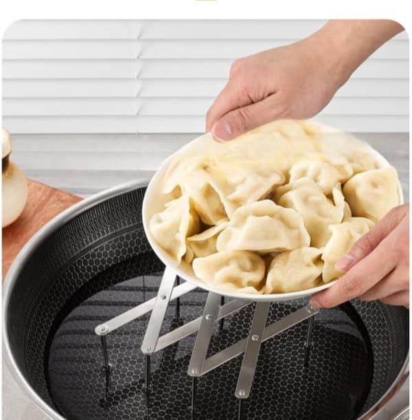 Rostfritt Stål Utdragbart Diskställ - Justerbart Utrymmesbesparande Köksställ med Bestickhållare, Vikbart & Rostfritt