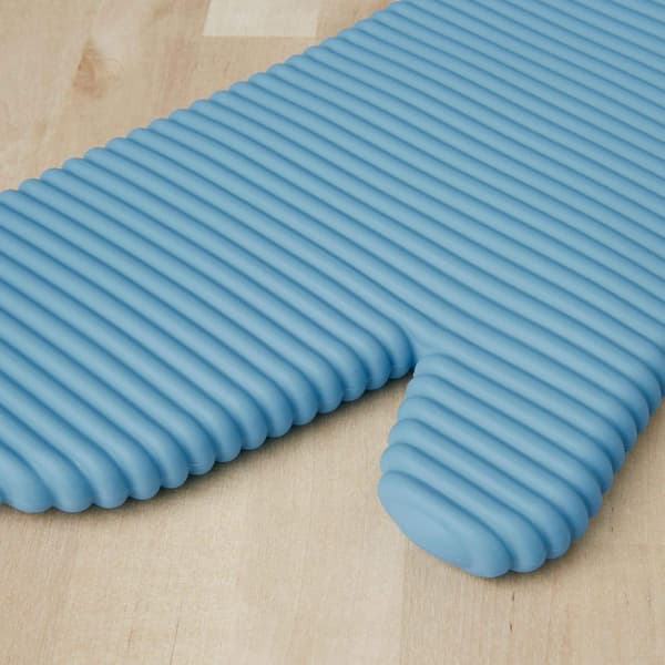Ribbad mjuk silikonugnsvante 2-pack, 7.5\"x13\", Blå sammet Sky blue