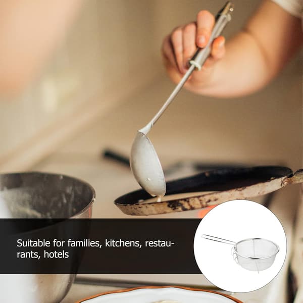 Friturekurv i rustfrit stål, rund trådfriturekurv med foldbart håndtag, til køkkenfriture.