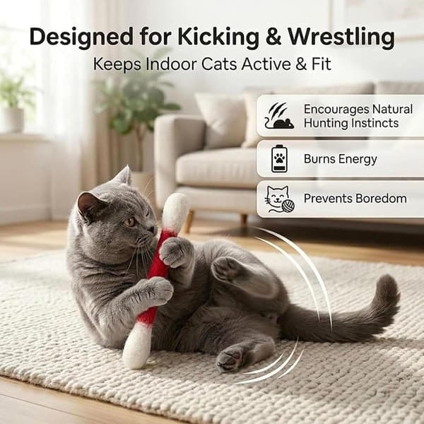 Bomullspinner Katt med Kattemynte, Bomullspinner Kattemynteleker Sett med 6 Myke Plysj Kicker-leker, Solid Bitering
