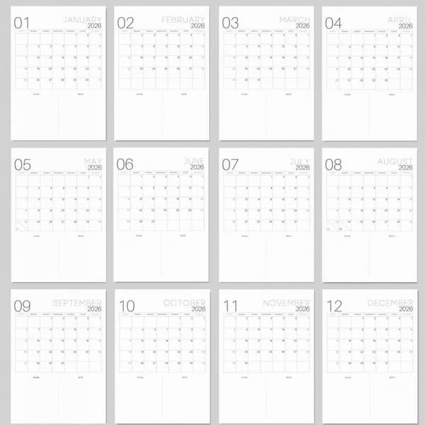 2026 Bucket List-kalender, konstnärlig akvarellkalender, skrivbords-tidspåminnelsekort