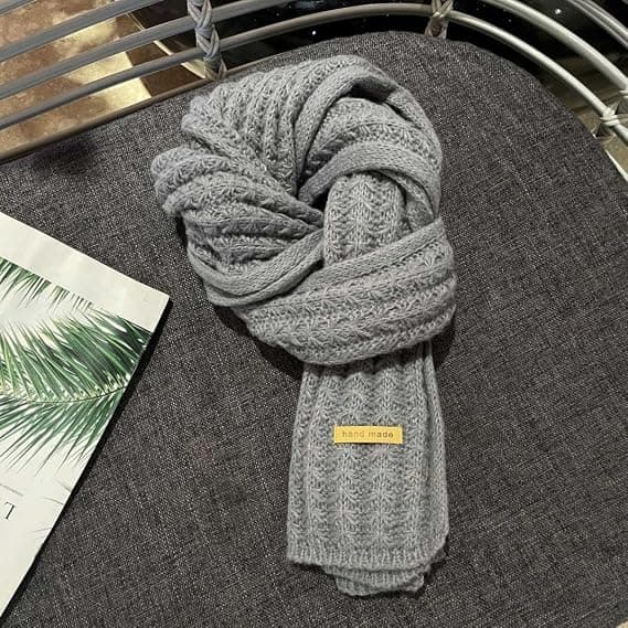 Dame skjerf, herre skjerf, vinter varme strikkede ribbestrikkede myke tykke skjerf, julerøde skjerf, par varme skjerf. grey