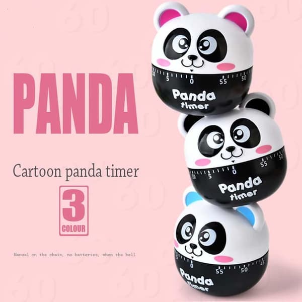 Miniature tegneserie panda mekanisk timer, 60-minutters mekanisk køkken timer, tæller, manuel timer.