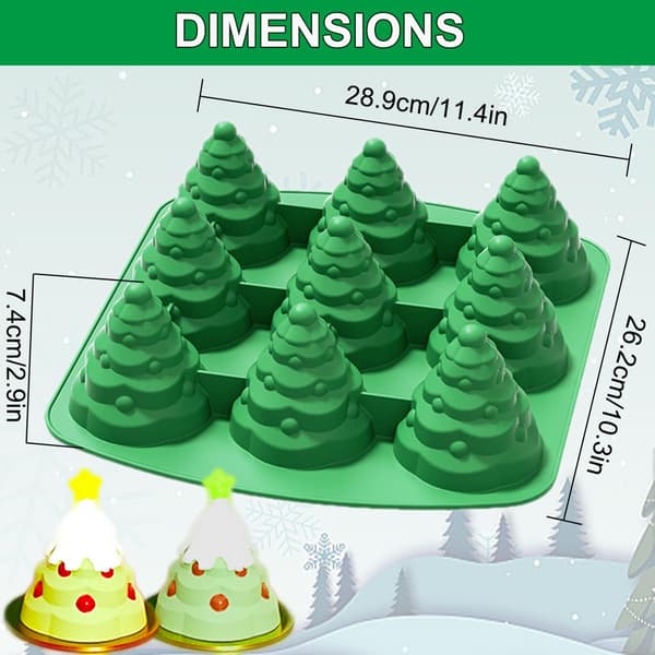 3D juletræs silikoneform, juletræsform silikoneform, julekageform til bagning af moussekager og muffins