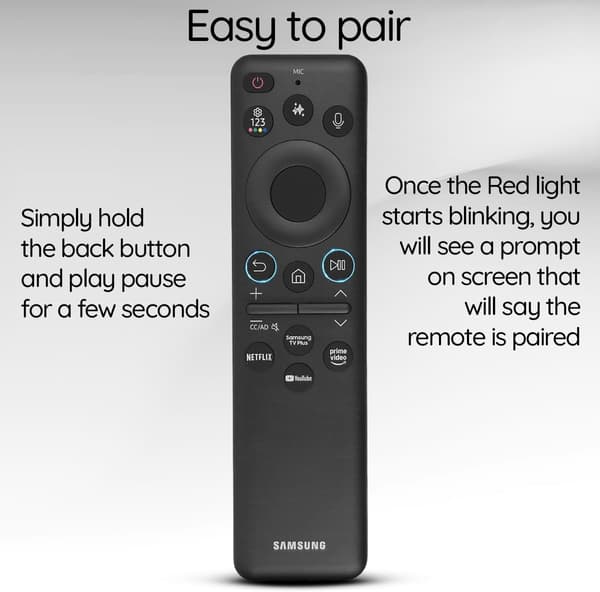 Erstatningsfjernkontroll passer til Samsung Smart TV BN59-01480A Neo QLED OLED 4K 8K UHD-modeller - Solcellelading og stemmestyring - Bluetooth-sammenkobling